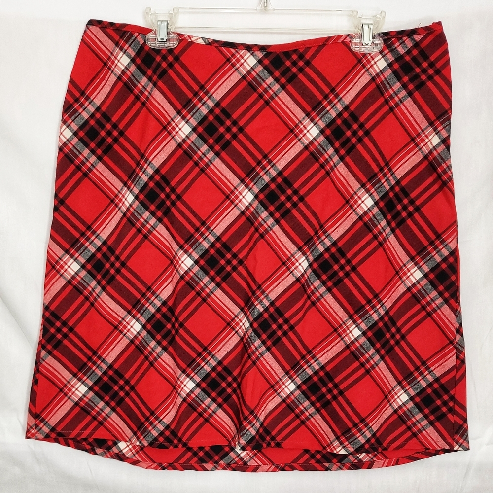 My Michelle Red and Black Plaid A-Line Skirt - 18